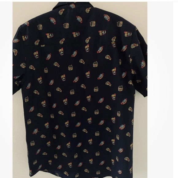 VSTR Fun Foodie Shirt Pizza Hot Dog Fries Hamburger size Large Navy Blue - Picture 3 of 8